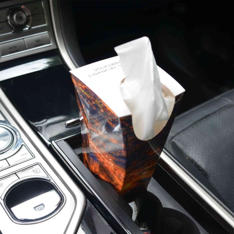 automotive tissue box with logo